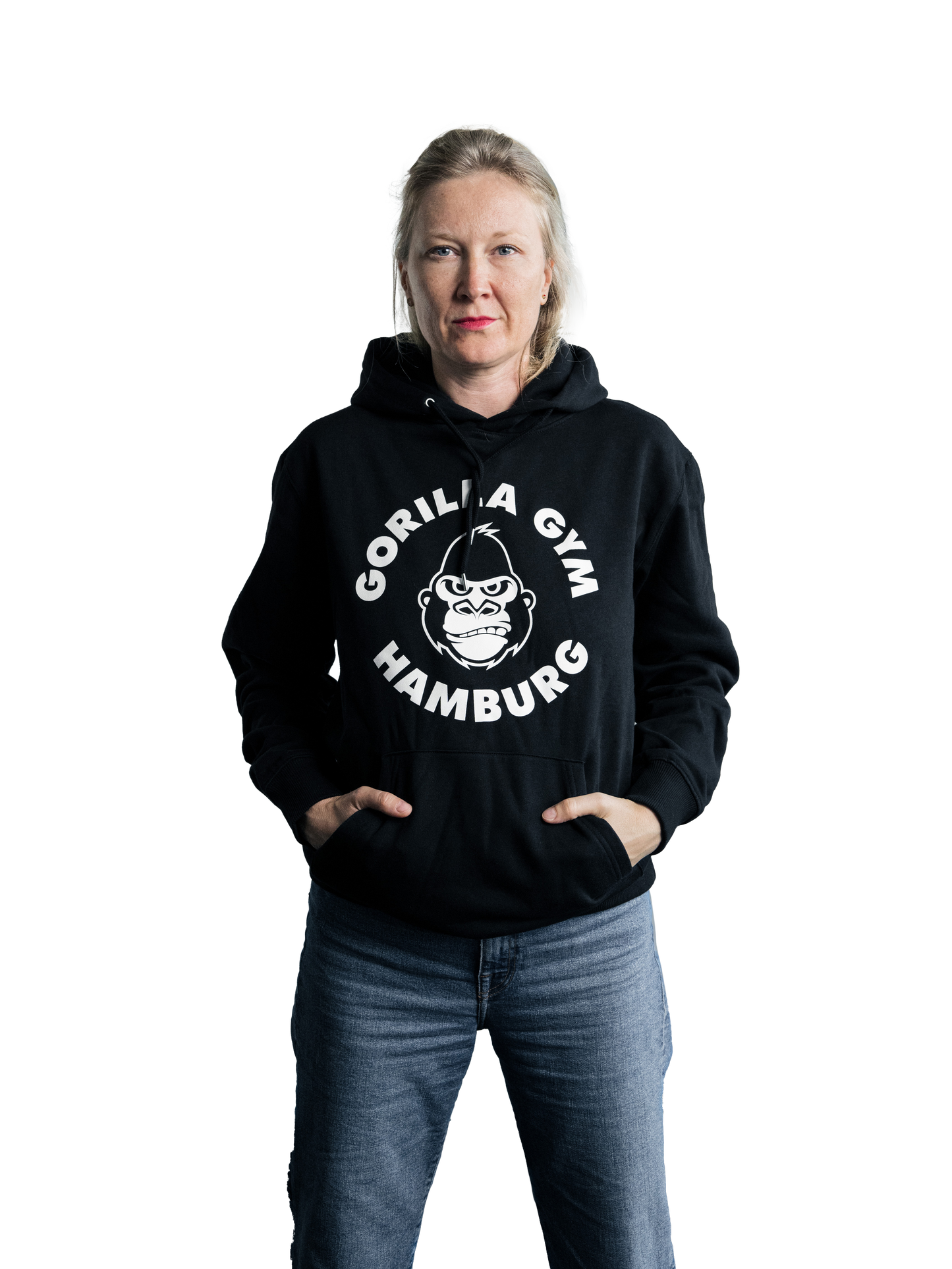 Hoodie Schwarz mit Logo Weiß