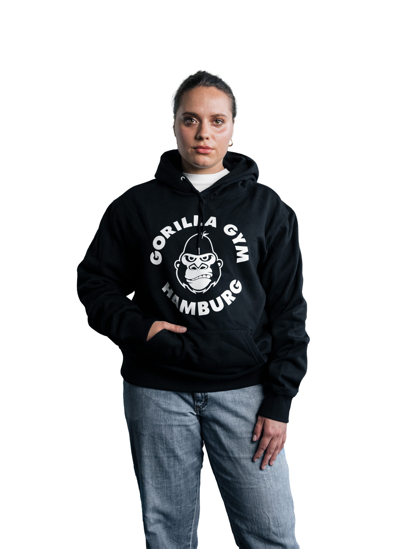 Hoodie Schwarz mit Logo Weiß
